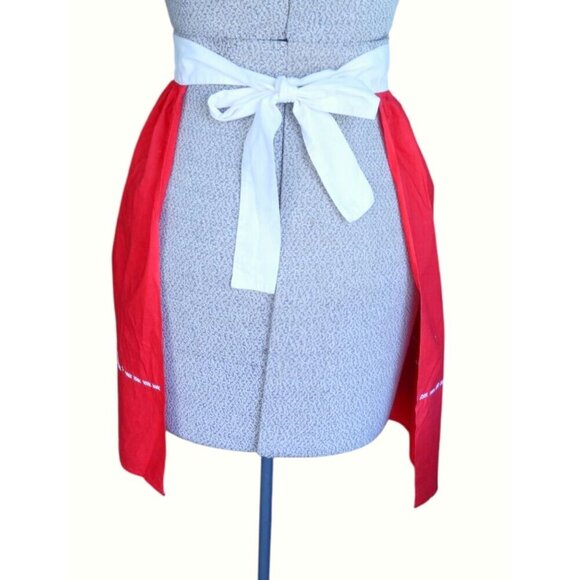 Vintage Christmas Apron Appliqued Snowman Red Cotton - Picture 3 of 4